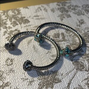 Silver and Blue Women's Jewelry Bracelets